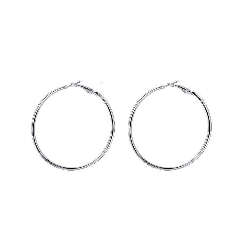 Female Sier Temperament Wild Large Round Exaggerated Ear Earrings