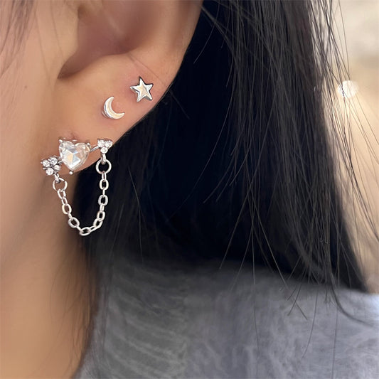 Five-pointed Star Type Temperament Earings Set Rings