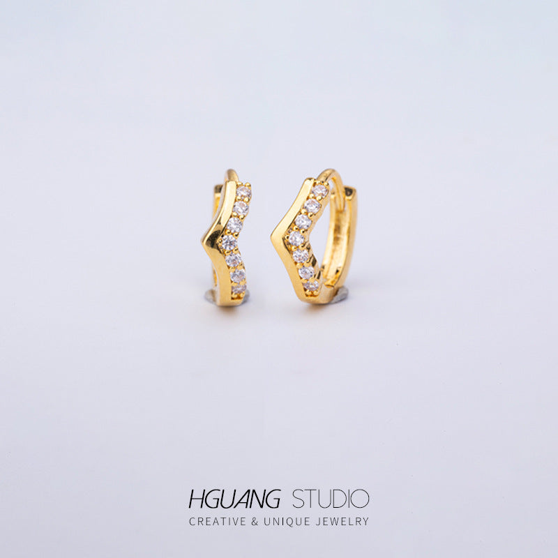 Micro Inlaid Zircon Ear Bone Plant High Sense Earrings