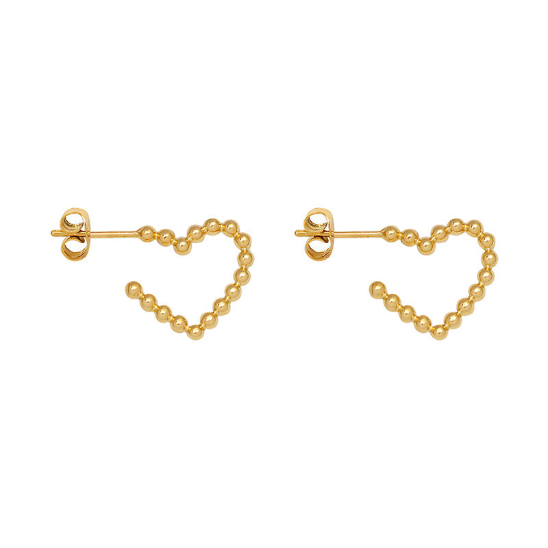 French Style Ornament Irregular Peach Heart Geometric Ear Earrings