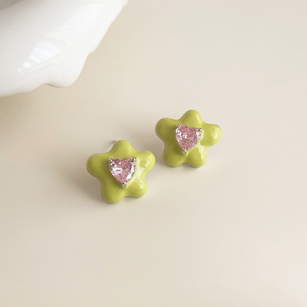 Women's Enamel Glaze Flowers Fresh Sweet Design Sense Earrings