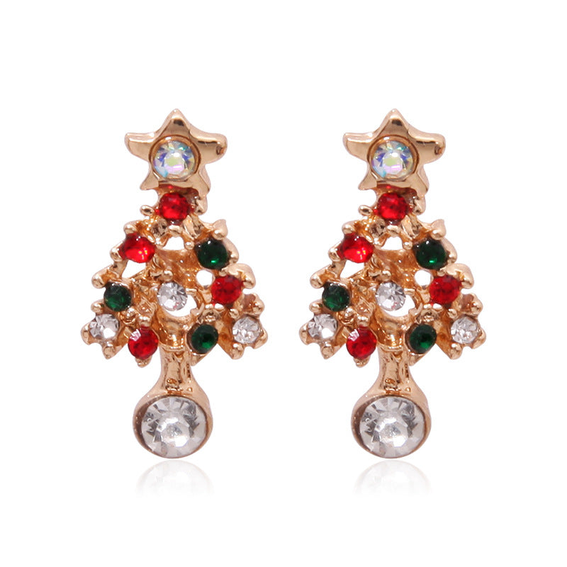 Christmas Series Fashion Delicate Diamond Tree Earrings