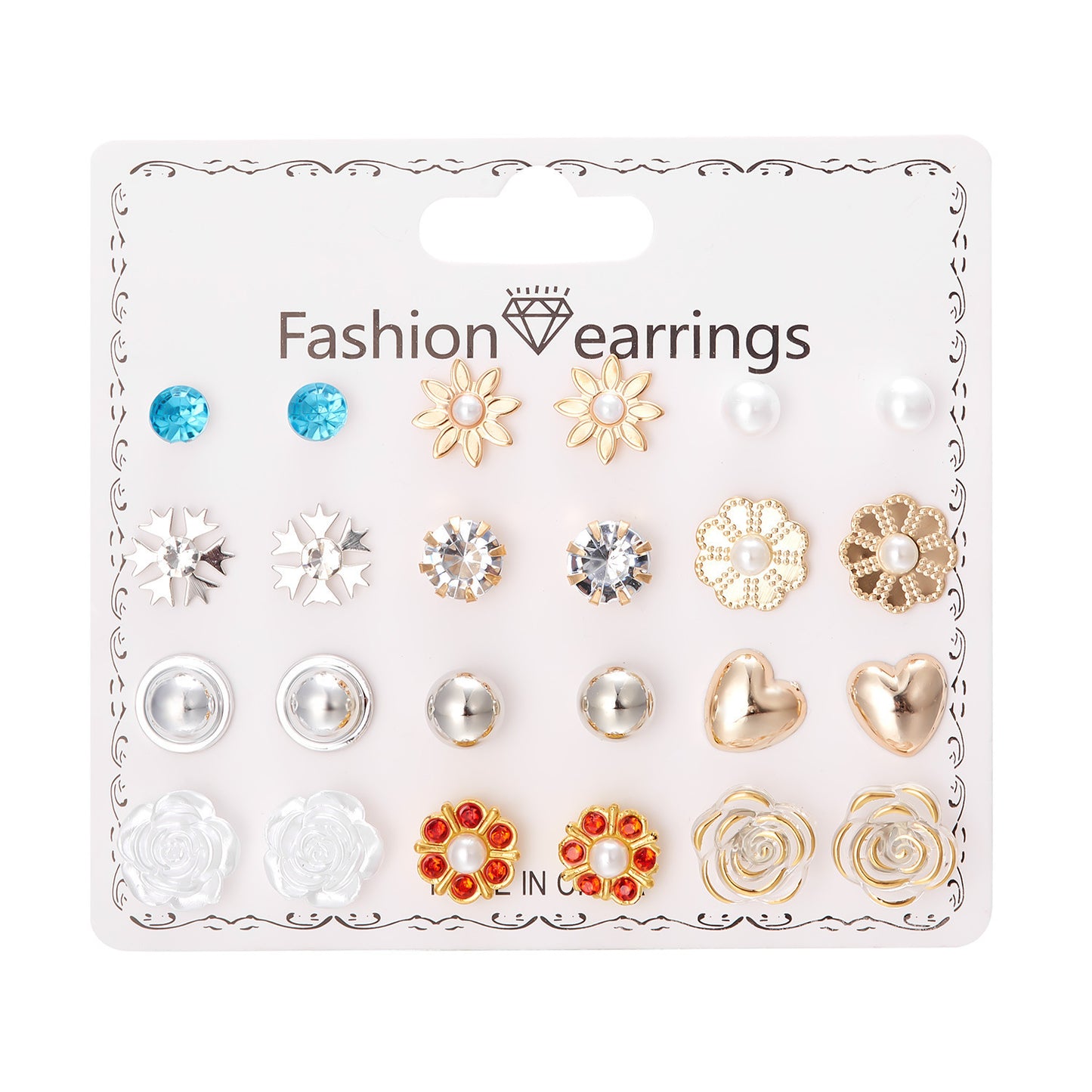 December Combination Paper Card Ear Flower Earrings