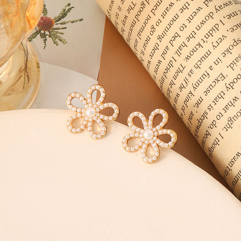 Style Sier Pin Flower Fashion Simple Earrings