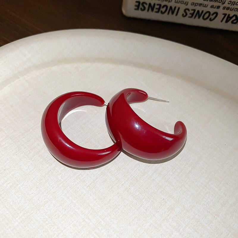 Red Dripping Oil Love Heart Minority Fashion Temperament Earrings