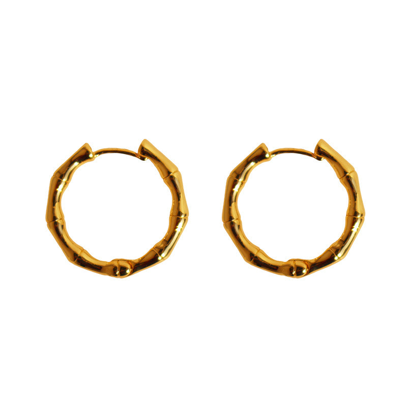 Simple High-grade Bamboo Round Ear Clip Earrings