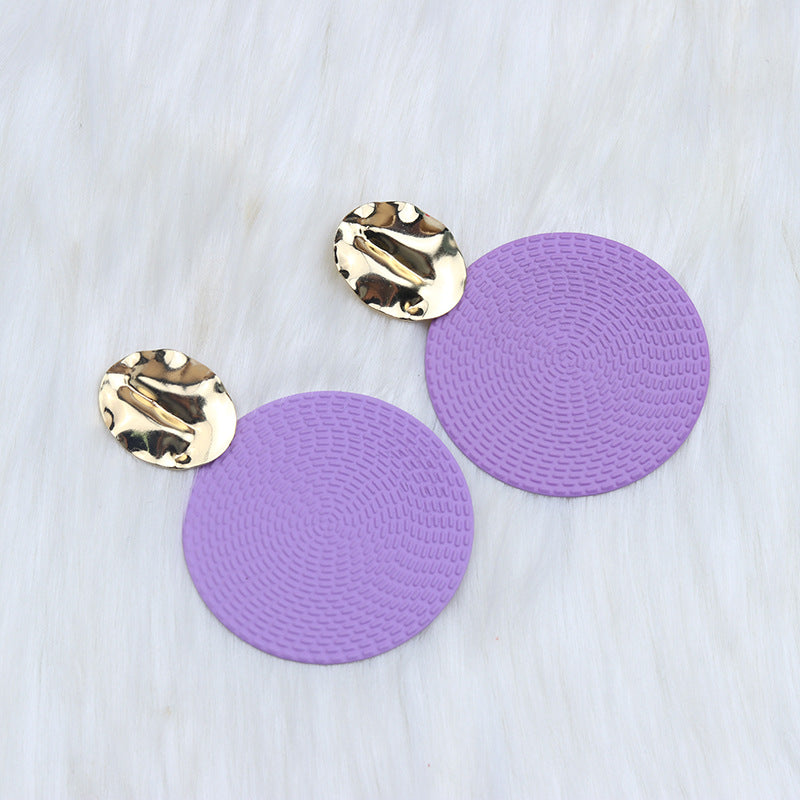 Women's Style Diameter Big Round Slice Spray Paint Exaggerated Popular Earrings