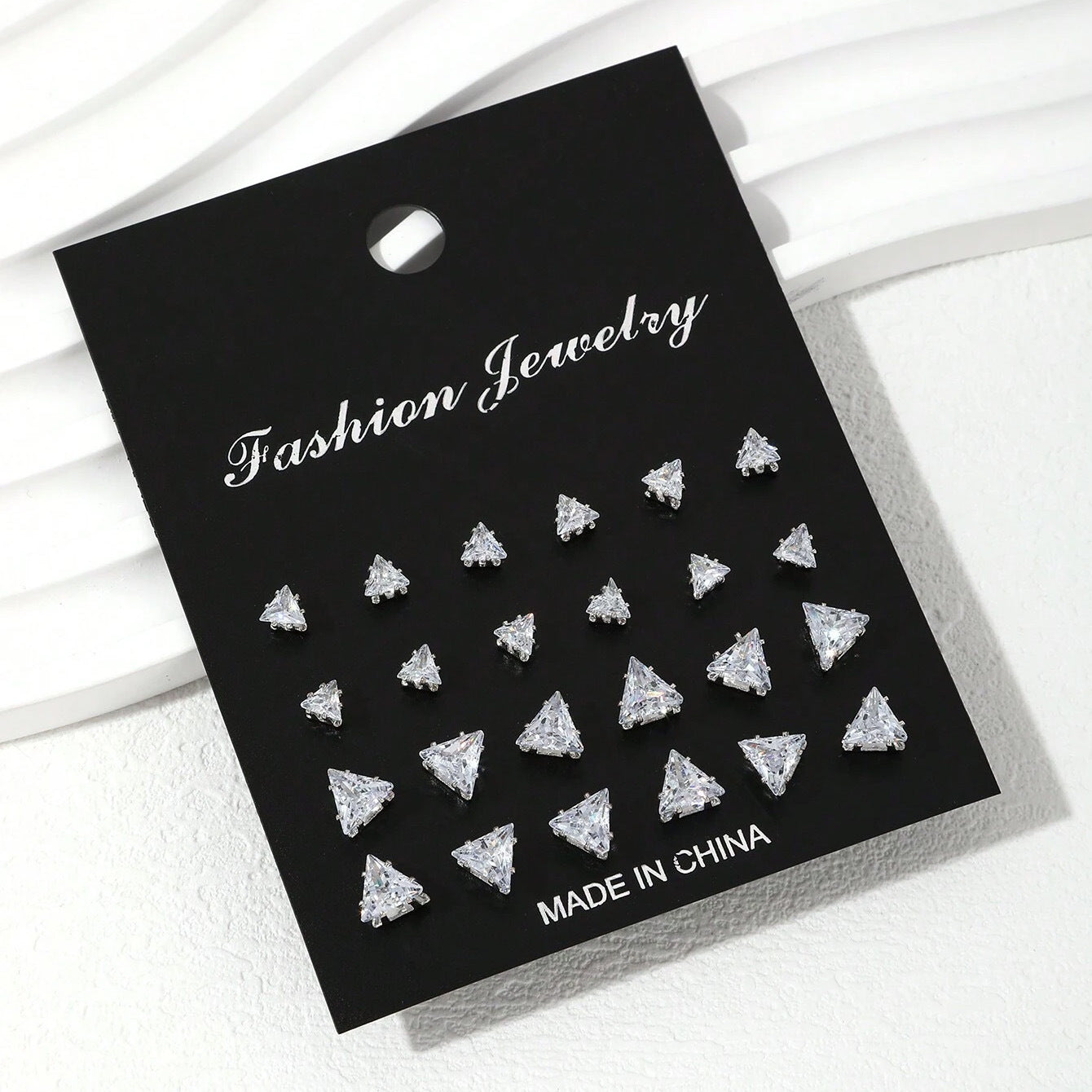 Heart-shaped Triangle Crystal Zircon Suit Retro Earrings