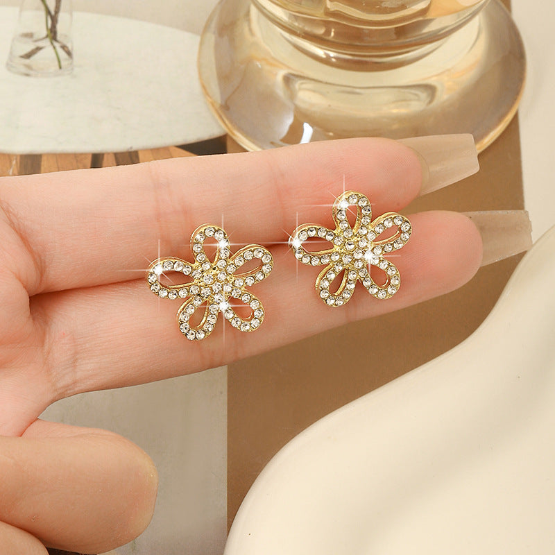 Style Sier Pin Flower Fashion Simple Earrings