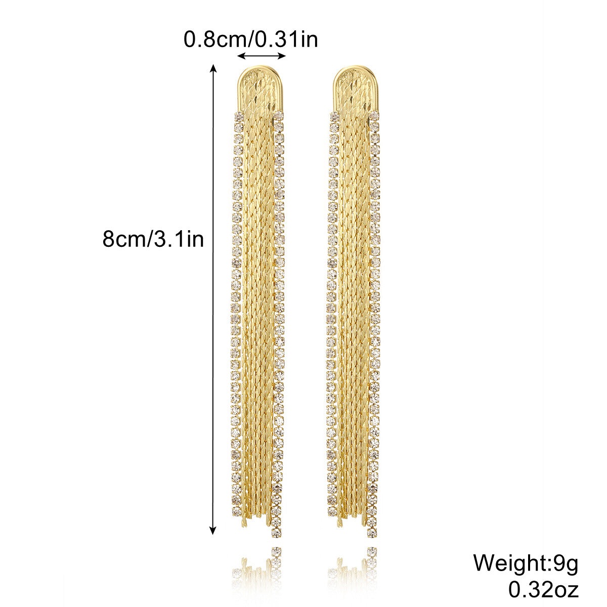 Tassel Long High Profile Zircon Rhinestone Earrings