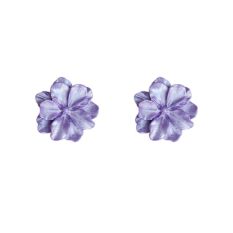 Women's Purple Flower Cute Refreshing Elegance Retro Style French Ear Earrings