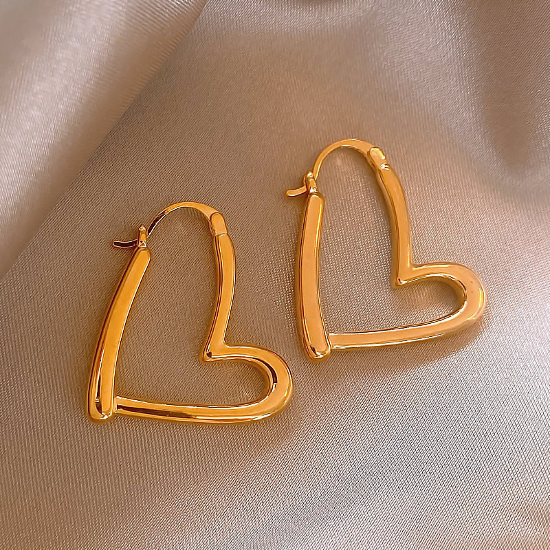 Heart-shaped Geometric Simple Cold Style Ear Earrings