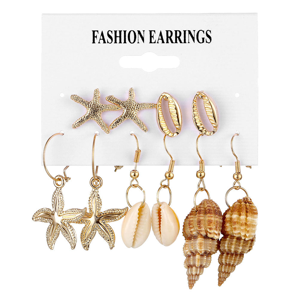 Gold Sier Shell Natural Scallop Suit Creative Earings Earrings