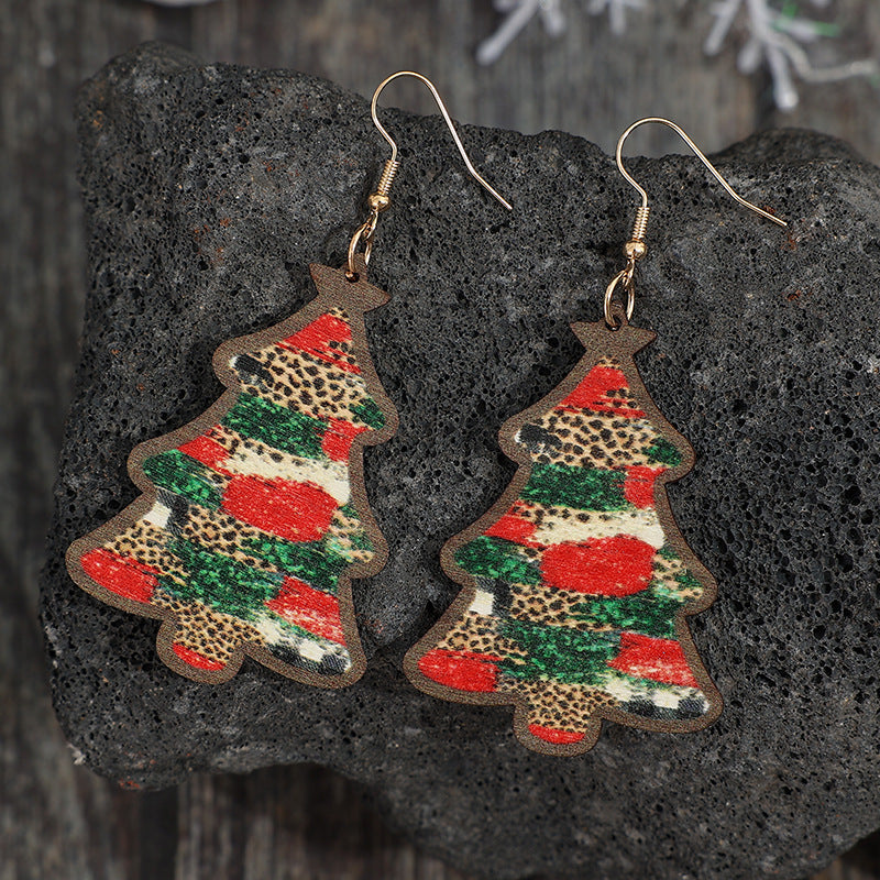 Women's Popular Christmas Series Plaid Striped Bottom Earrings