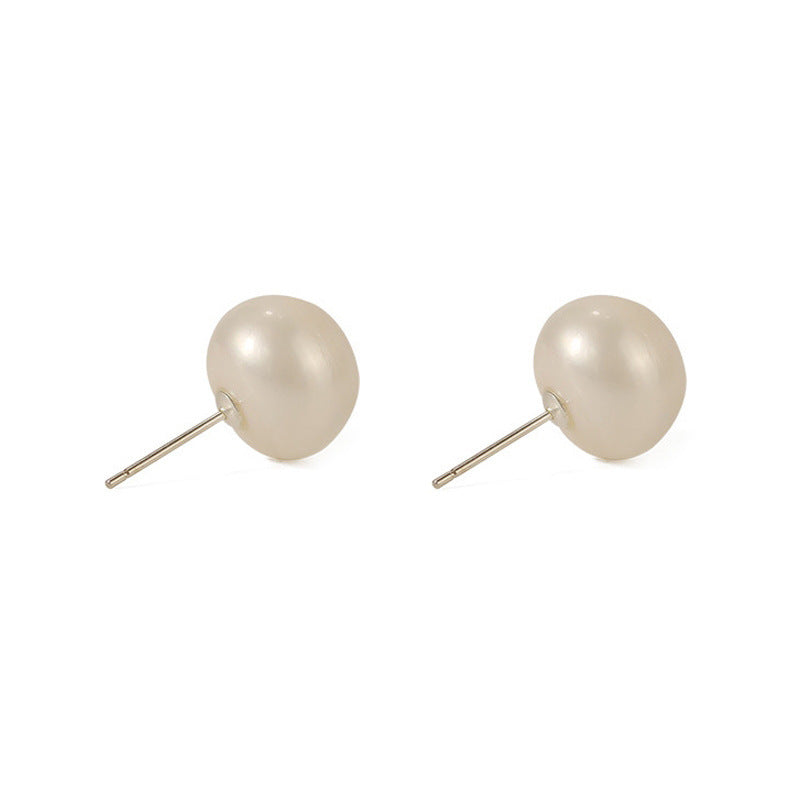 Women's Sier One Card Baroque Imitation Pearl Simple Earrings