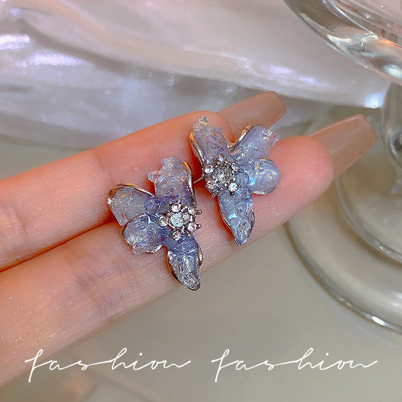 Unique Design Light Luxury High-grade Ice Crystal Earrings