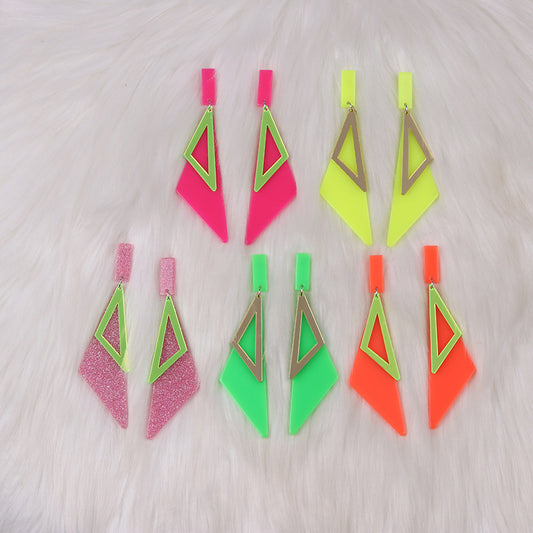 Women's Triangle Acrylic Fluorescent Color Simple Personality Earrings