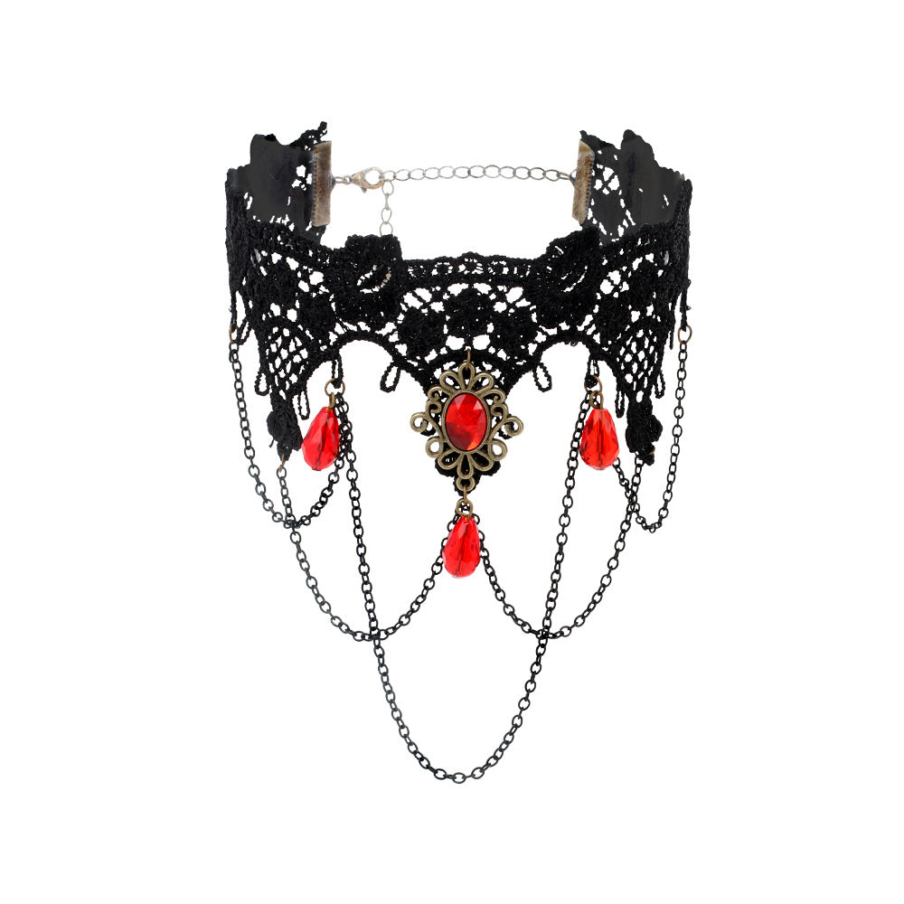 Accessories Halloween Tassel Lace Collar Gothic Necklaces