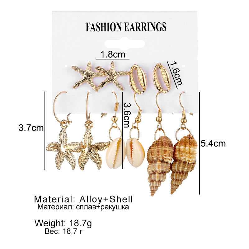 Gold Sier Shell Natural Scallop Suit Creative Earings Earrings