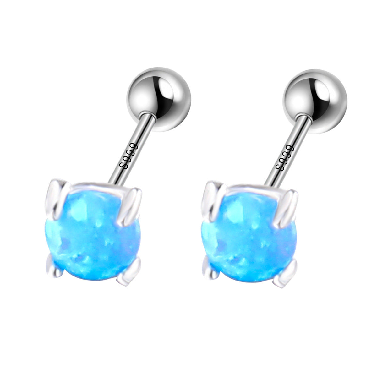 Women's Sier Dopamine Color Opal Stone High-grade Niche Sweet Ear Earrings