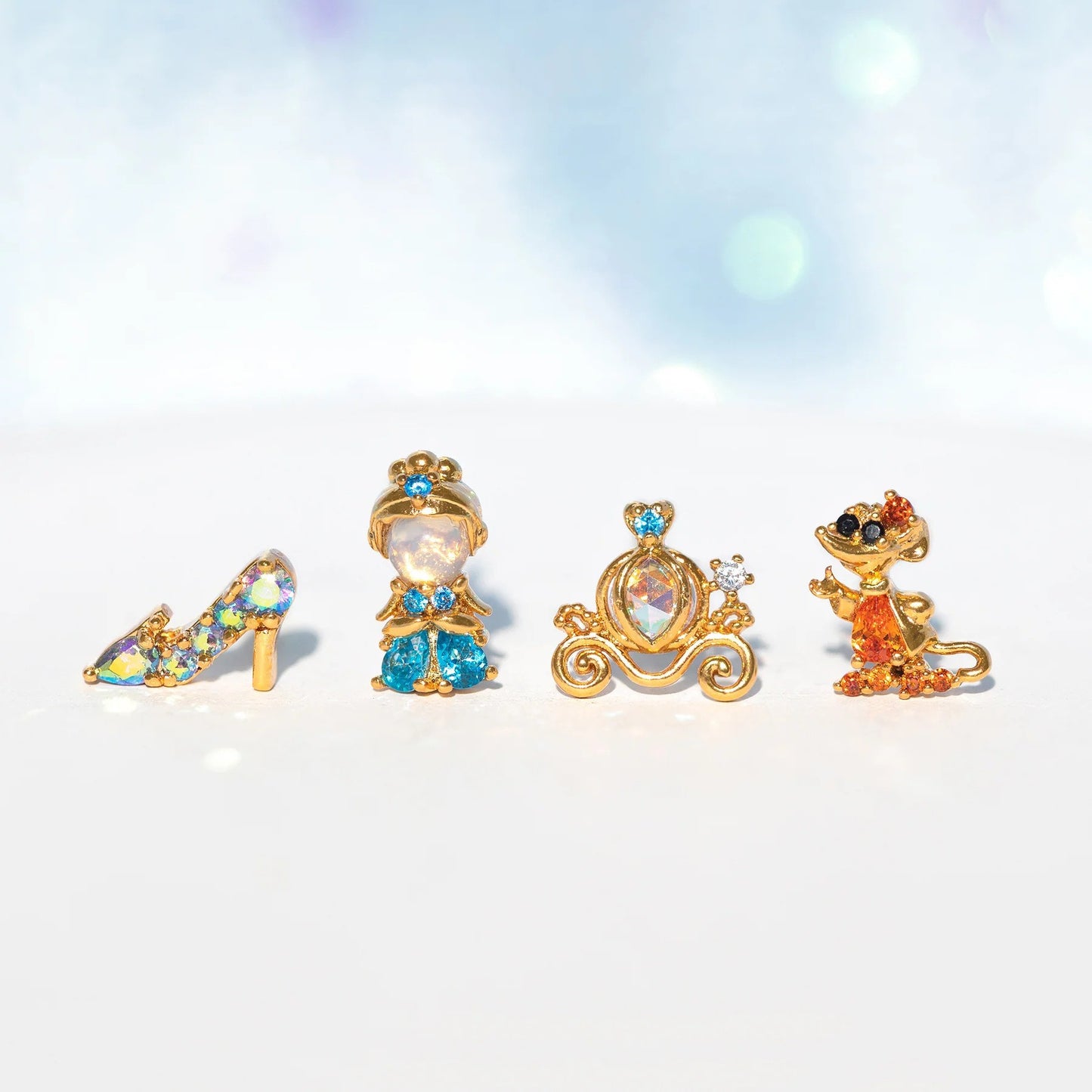 Car Crystal Shoes Fairy Tale Princess Set Light Earrings