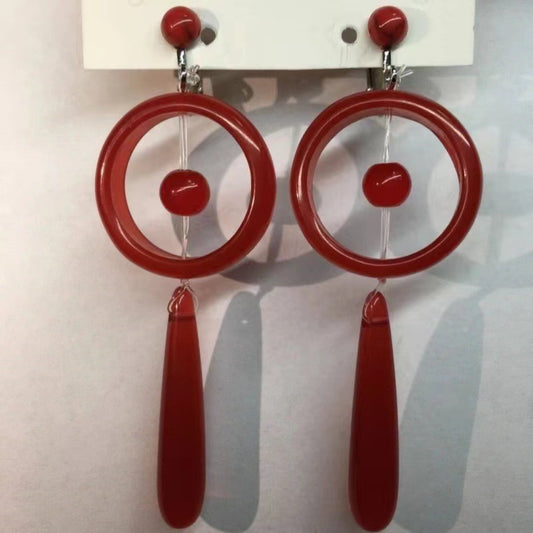 Red Eardrops Niche No Piercing Ear Earrings