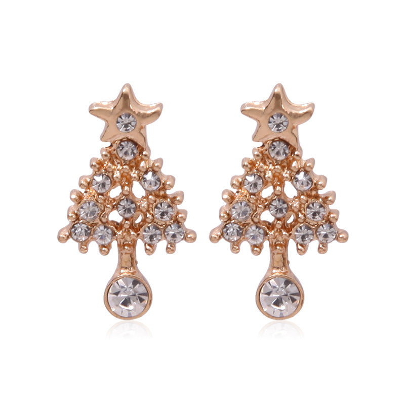 Christmas Series Fashion Delicate Diamond Tree Earrings