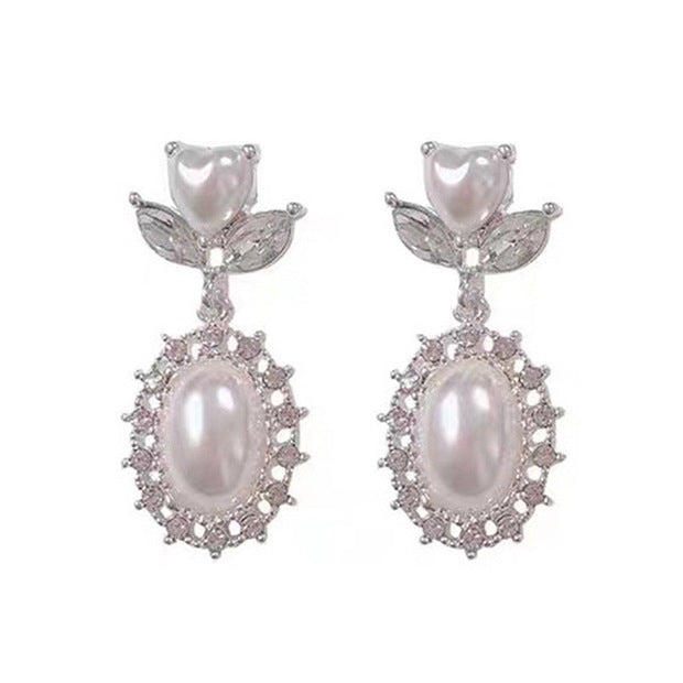 Women's Zircon Pearl Niche Design Temperament Entry Earrings