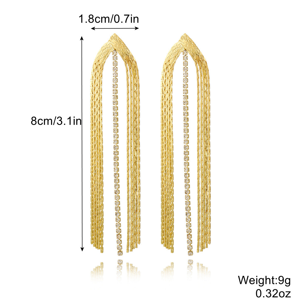 Tassel Long High Profile Zircon Rhinestone Earrings