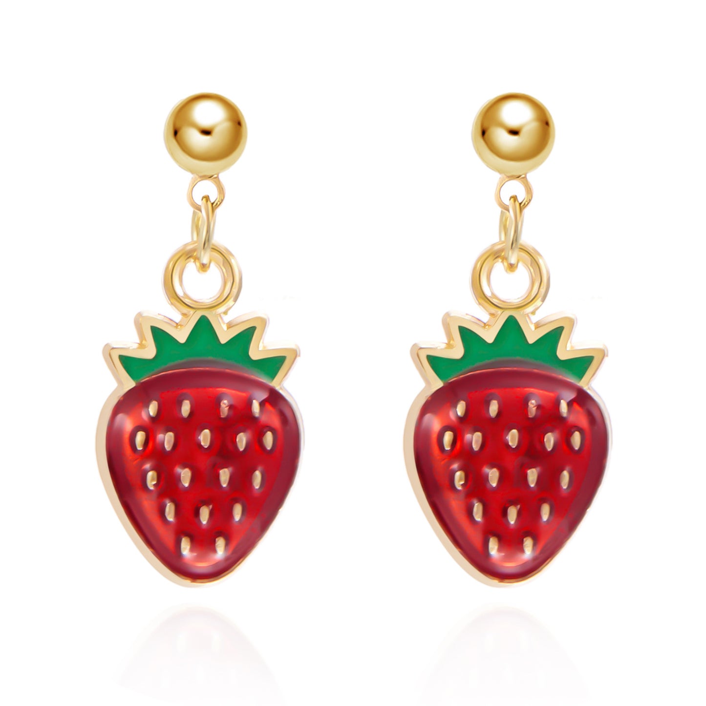 Sweet Style Cute Strawberry Ear Diamond Earrings