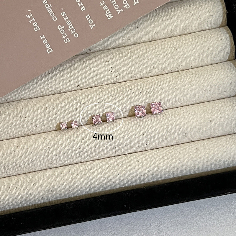 Pink Zircon Ear Female Niche High-grade Earrings