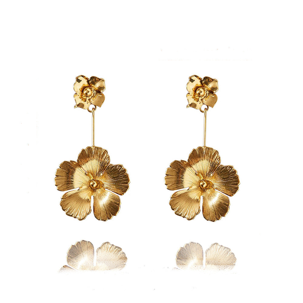 Flower Petals Butterfly Electroplating Female Temperamental Earrings