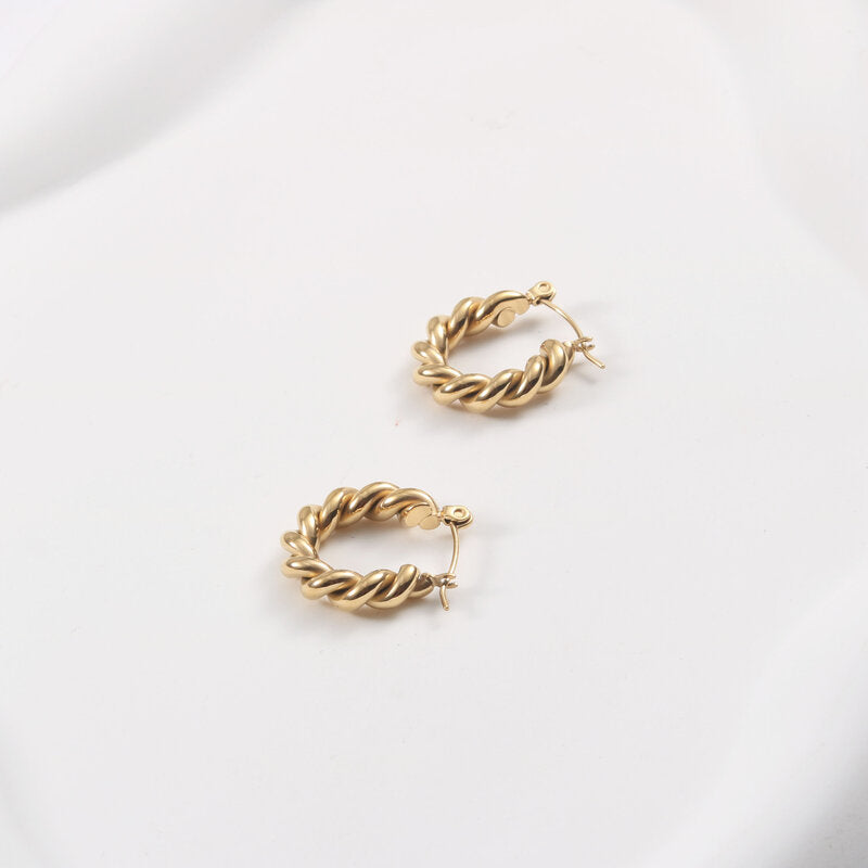 Unique Twist Titanium Steel Gold Plating Earrings