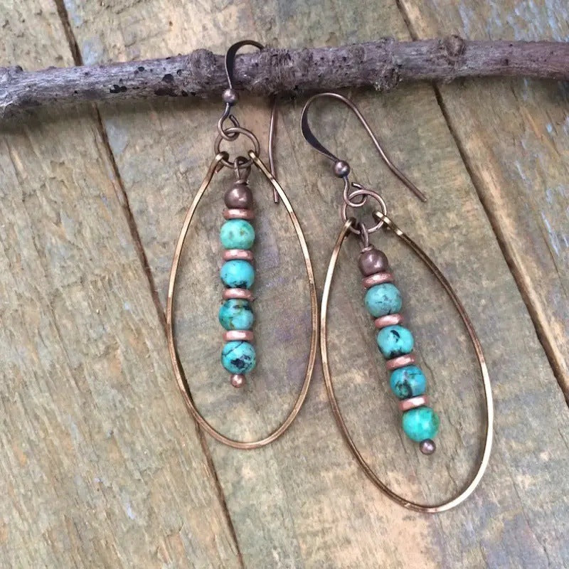 Turquoise Beaded Personality Bohemian Retro Jewelry Earrings