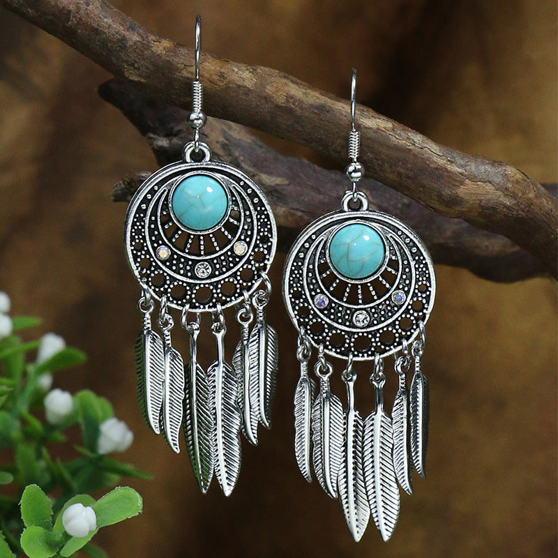 Women's Turquoise Inlaid Elegant Graceful Personality For Earrings