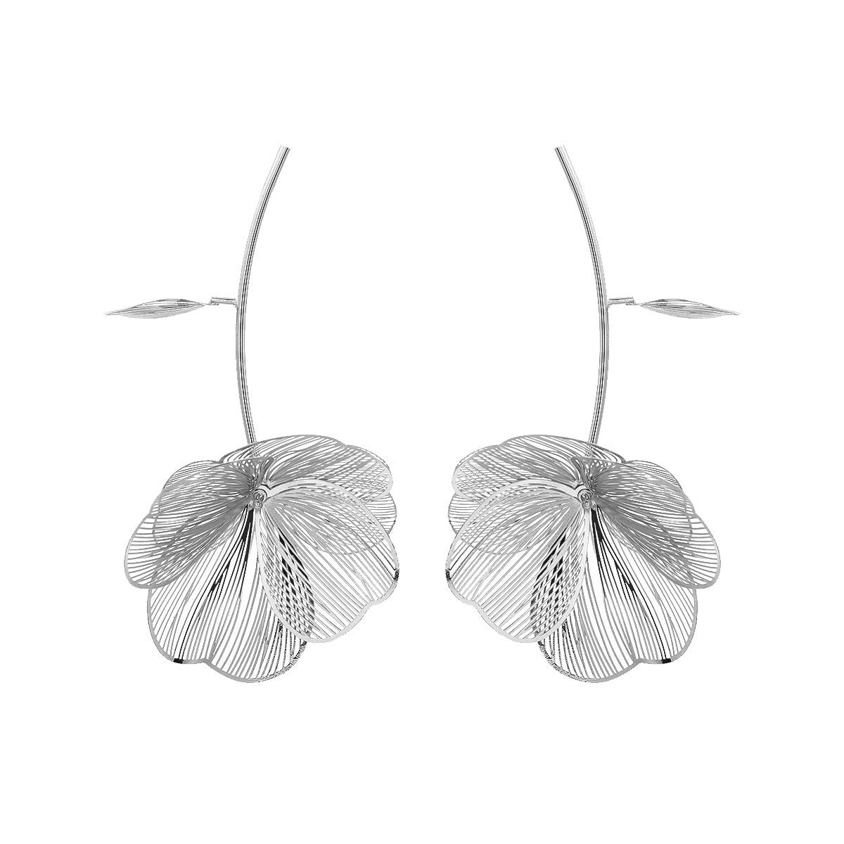 Women's Summer Alloy Flower Exaggerated Metal Texture Earrings