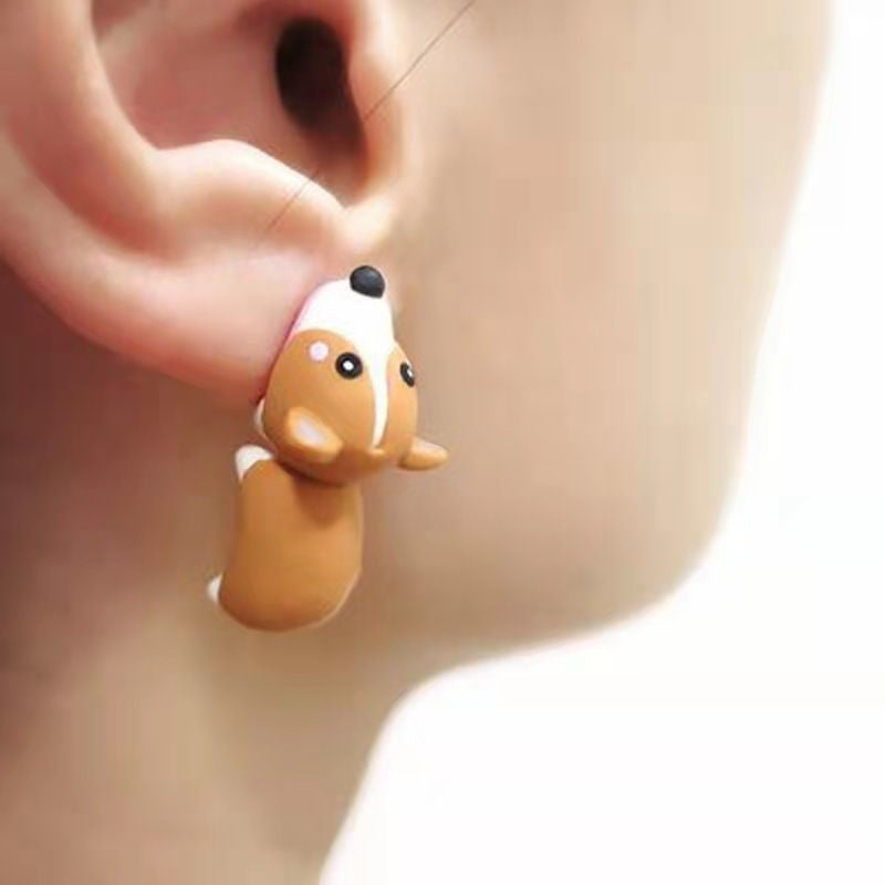 Cartoon Animal Dinosaur Shark Spray Paint Earrings