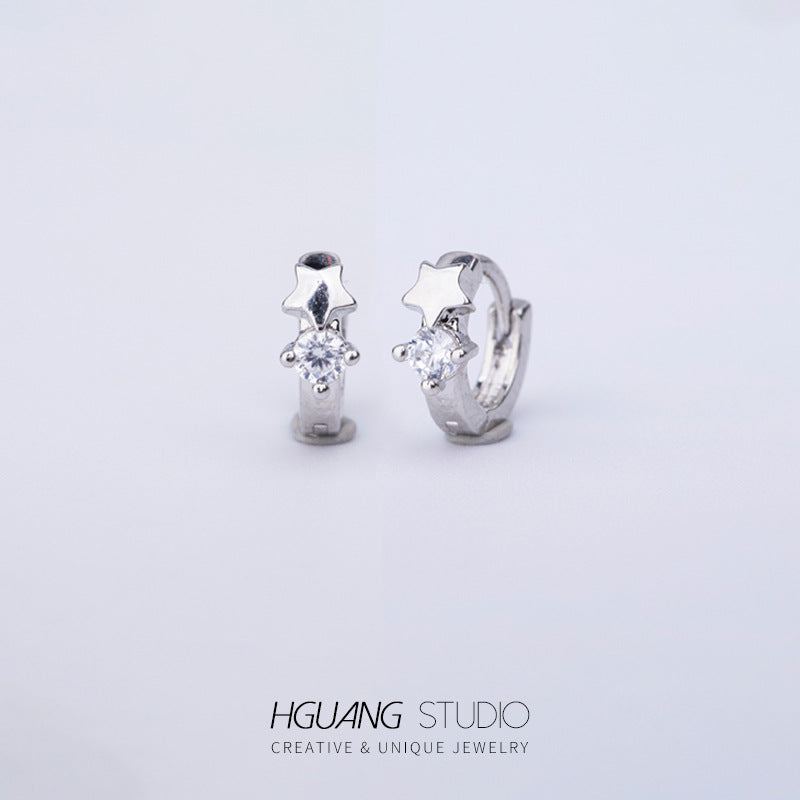 Micro Inlaid Zircon Ear Bone Plant High Sense Earrings