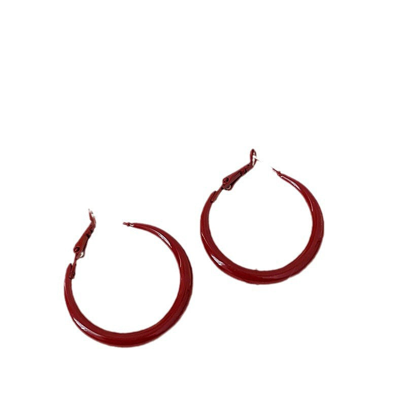 Women's Style Oil Dripping Red Ear Retro Earrings