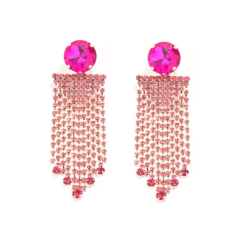 Tassel High-grade Temperament Long Fashion Rhinestone Earrings