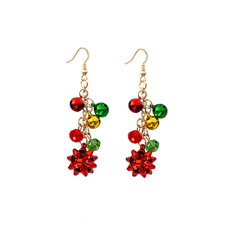 Red Green Snowflake Flower Creative Simple Earrings