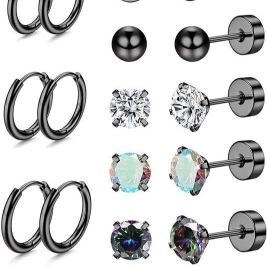 Stainless Steel Round Zircon Combination Suit Rings