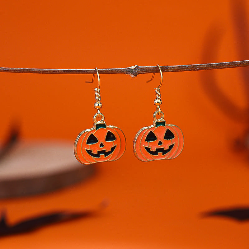 Niche Personality Creative Skull Ghost Pumpkin Earrings