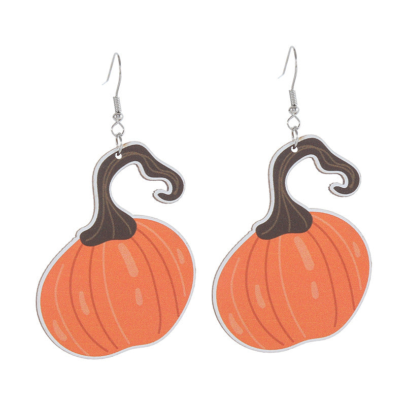 Autumn Thanksgiving Wooden Pumpkin Maple Leaf Earrings