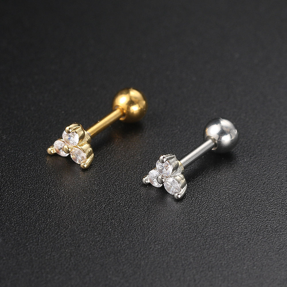 Female Cross Flower Screw Twist Ball Earrings