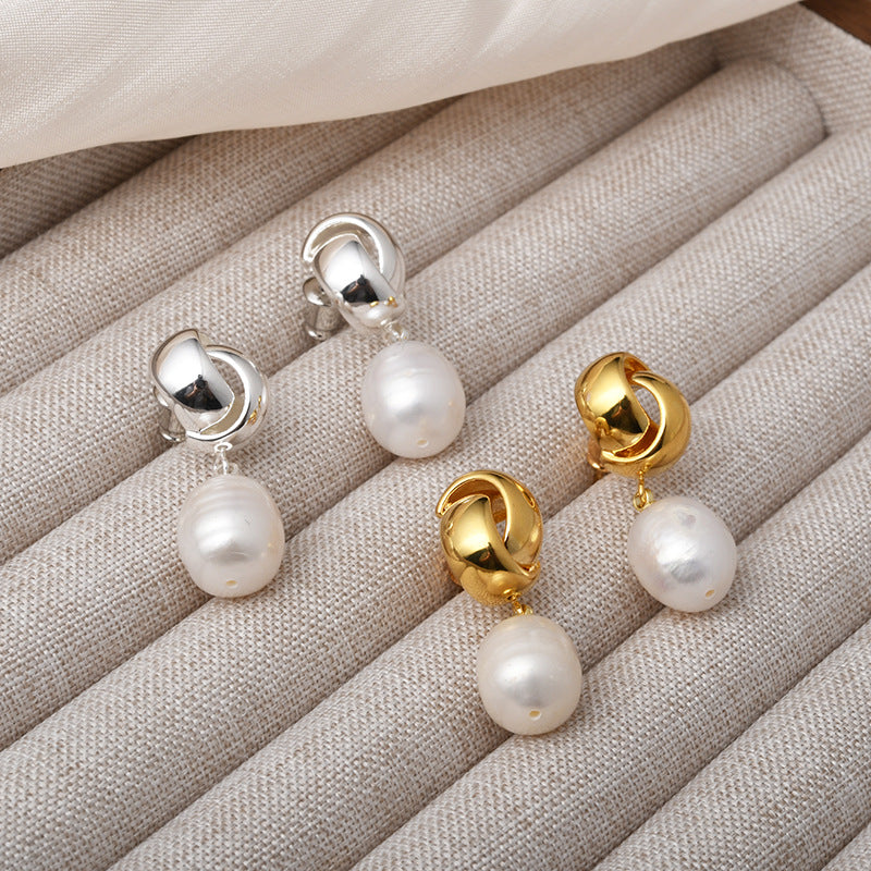 Baroque Shaped Pearl Niche Retro Fashion Earrings