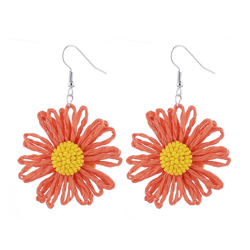 Handmade Daisy Flower Ear Hook Bohemian Vacation Earrings