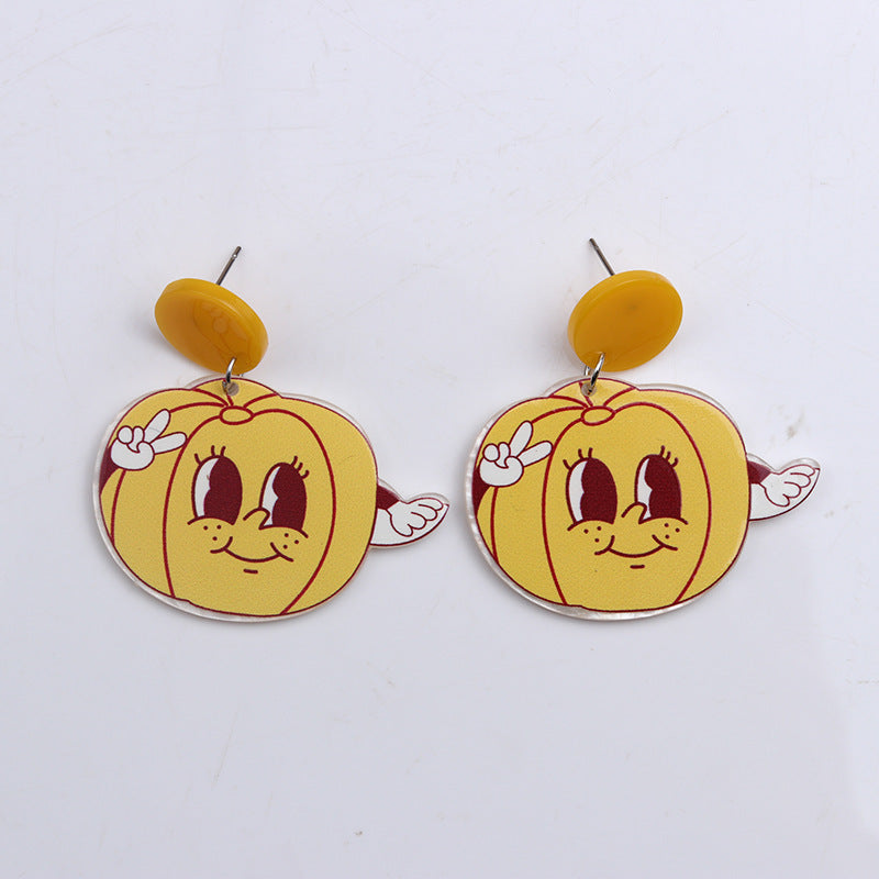 Wand Ghost Skull Scissor Pumpkin Cartoon Earrings