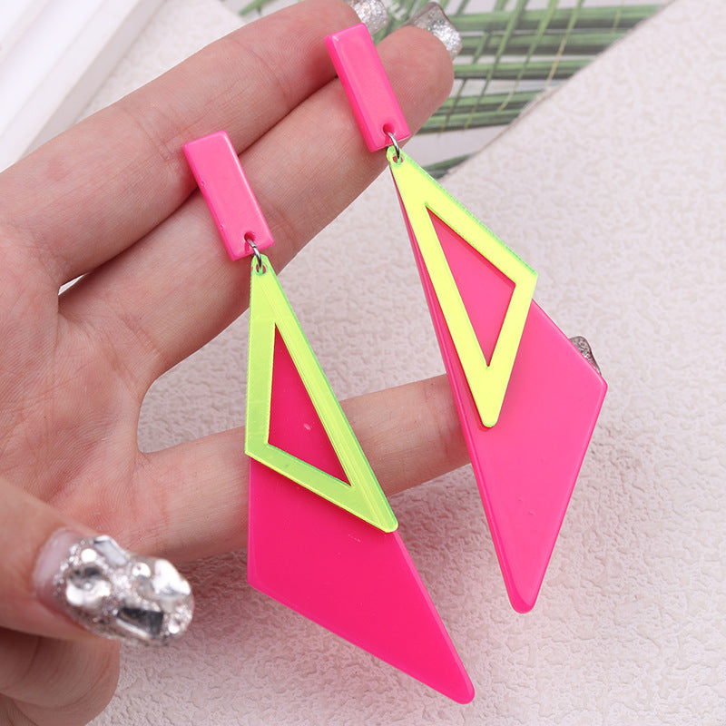 Women's Triangle Acrylic Fluorescent Color Simple Personality Earrings