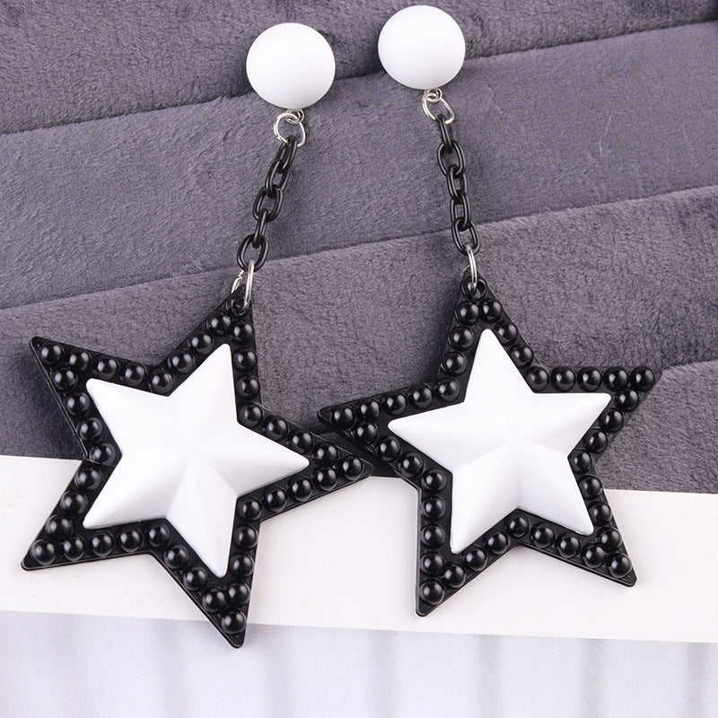 Women's Long Three-dimensional Five-pointed Star Acrylic Party Earrings